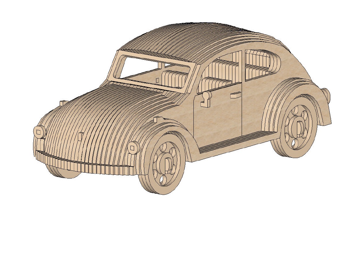Drewniany model VW Garbus do samodzielnego złożenia - obrazek 3