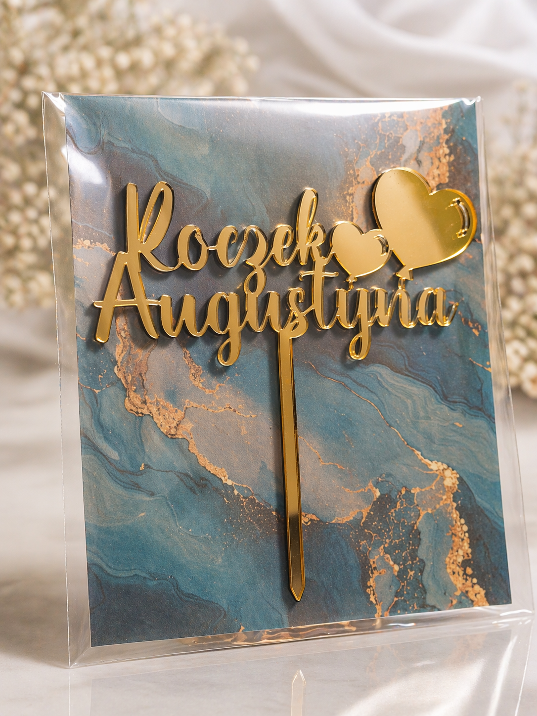 Topper na tort z imieniem – złoty topper , personalizowany ⭐ - obrazek 3