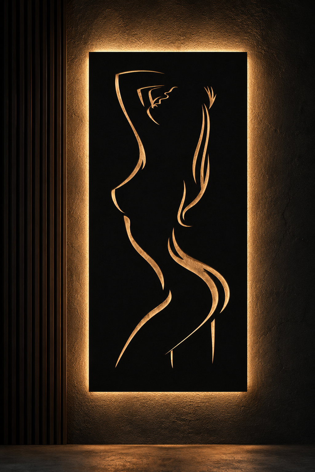 Podświetlany panel ścienny Kobieta – Dekoracja Ścienna ze Sklejki 100x80 cm - obrazek 3