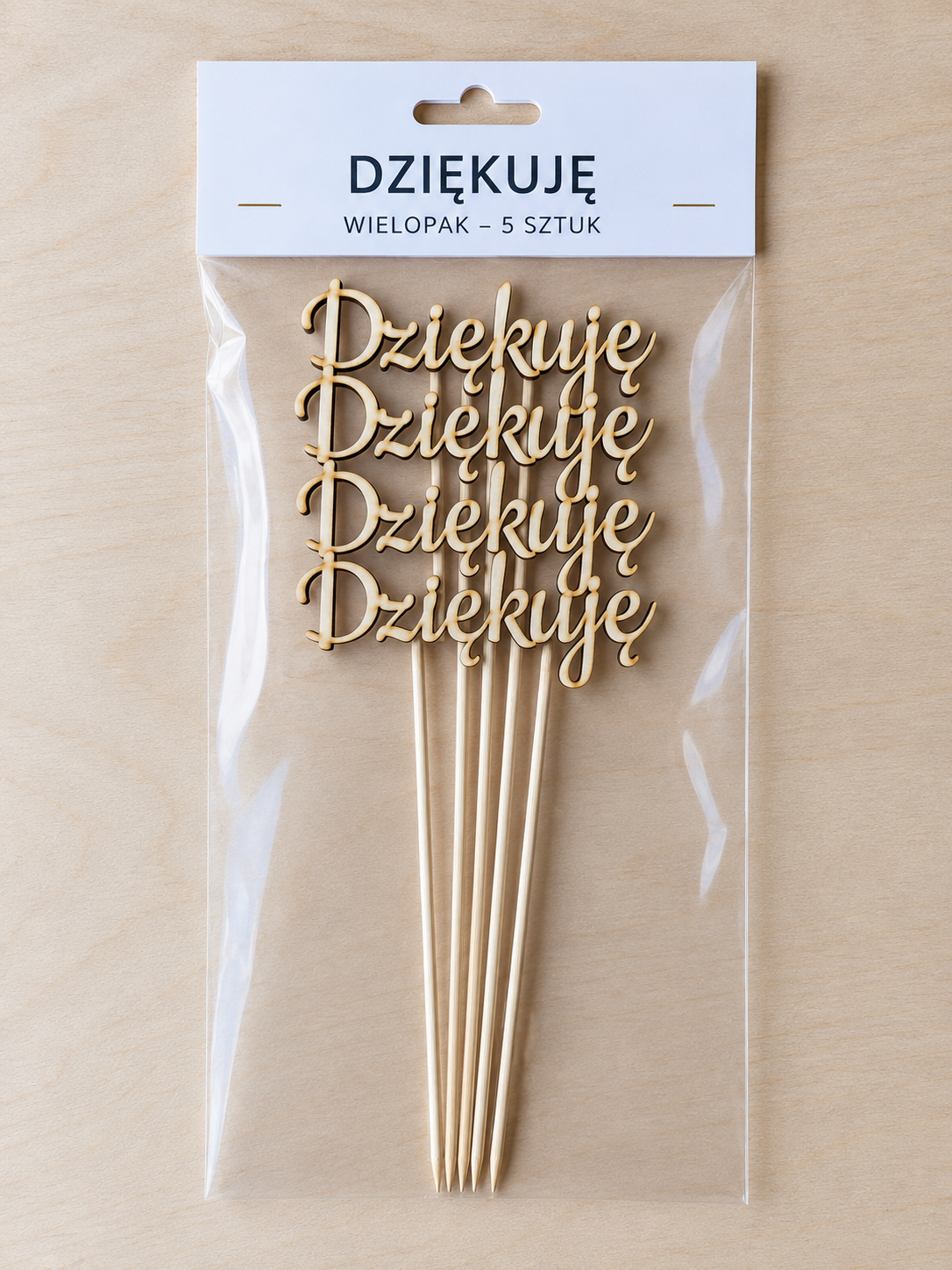Topper do bukietu „Dziękuję” / „Dziękujemy” – Wielopak 5 szt. - obrazek 3